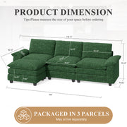 Nalupatio Sectional Sofa with Ottoman, L Shaped Modular Couch Set for Living Room, Comfy Cloud Sleeper Couch, Upholstered Furniture Chenille Sofa Khaki