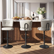 Hawsaiy Vintage Bar Stools Set of 2, Adjustable Swivel Counter Height Barstools, Tufted Faux Leather Kitchen Island Chairs with Footrest