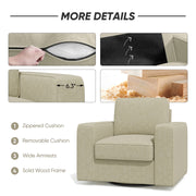 Hawsaiy Swivel Accent Chair, Cozy Linen Reading Chair for Adults, Comfy Single Sofa Chair with Extra Wide Armrests, Mid-Century Modern Arm Chair for Living Room, Bedroom, Office