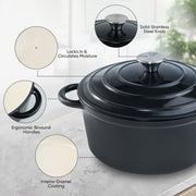 Kerilyn 6 QT Enameled Dutch Oven Pot with Lid, Cast Iron Dutch Oven with Dual Handles for Bread Baking, Cooking, Non-stick Enamel Coated Cookware