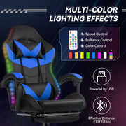 Hawsaiy Gaming Chair with LED Lights and Lumbar Support, Faux Leather High Back PC Gaming Chair