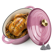 Hawsaiy Enameled Oval Dutch Oven Pot with Lid and Dual Handles, Cast Iron Dutch Oven for Cooking, Bread Baking, Non-stick Enamel Coated Cookware