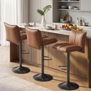 Hawsaiy Bar Stools Set of 2/3/4, Adjustable Swivel Bar Chairs with Thick Padded Seat, Faux Leather Upholstered Counter Height Bar Stools with Storage Pocket for Kitchen Island