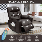 Hawsaiy PU Leather Power Lift Recliner with Massage and Heat for Elderly, Comfy Ergonomic Lounge Sofa Chair with Remote Control, 2 Cup Holders and Side Pockets
