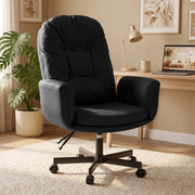 Hawsaiy Criss Cross Office Chair with Flip-Up Arms, Ergonomic Cross Legged Desk Chair, PU Leather Executive Computer Chair, 135° Reclining Plush Cushion, Pet-Friendly