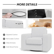 Hawsaiy Swivel Accent Chair, Cozy Linen Reading Chair for Adults, Comfy Single Sofa Chair with Extra Wide Armrests, Mid-Century Modern Arm Chair for Living Room, Bedroom, Office