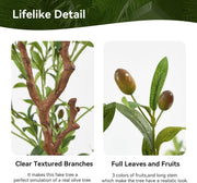 Nalupatio Artificial Olive Tree with Natural Wood Trunk, Realistic Leaves & Fruits for Modern Home Office Living Room Decor