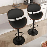 Hawsaiy Swivel Bar Stools Set of 1/2, Seat Adjustable Height 23.5-32.5IN Bentwood Barstools with Back & Footrest, PU Leather Upholstered Counter Height Bar Chairs for Bar Kitchen Dining Room