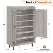 Hawsaiy Entrance Shoe Cabinet with Doors, 6-Tier Farmhouse Shoe Storage Organizer with Adjustable Shelves, Holds 18-24 Pairs, Entryway Shoe Rack Cabinet with Metal Legs