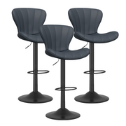 Nalupatio Modern Bar Stools Set of 2 Faux Leather Upholstered Swivel Barstools,Black