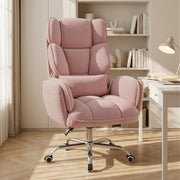Hawsaiy Big and Tall Office Chair, Flip Armrests with Side Pockets, Comfy Criss Cross Office Chair with Extra-Wide Plush Seat, 150° Reclining Executive Office Chair, Chenille Upholstery