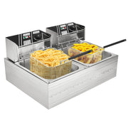 Kerilyn 22.8 QT Electric Deep Fryer with Baskets & Lids, Commercial Deep Fryer with Temperature Control, Stainless Steel Fryer, Countertop Fryers for Home Kitchen and Restaurant, 2500W