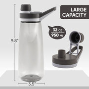 Hawsaiy 32oz Clear Plastic Leak-Proof Water Bottle,BPA-Free