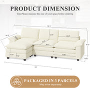 Nalupatio Sectional Sofa with Ottoman, L Shaped Modular Couch Set for Living Room, Comfy Cloud Sleeper Couch, Upholstered Furniture Chenille Sofa Khaki