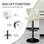 Nalupatio Modern Bar Stools Set of 2, Adjustable Faux Leather Upholstered Swivel Bar Stools, Counter Height Bar Chairs with Back for Kitchen Island, Black