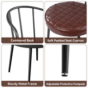 Hawsaiy Mid-Century Modern Upholstered Dining Chairs Set of 2,Armless Leather Chairs with Metal Legs for Kitchen, Bar, Café, Living Room