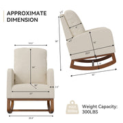 Hawsaiy Comfortable Velvet Nursery Rocking Chair with Padded Seat & High Backrest