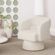 Nalupatio Swivel Barrel Accent Chair, Linen Fabric Upholstered Armchair with Wood Frame & Spring Support,Modern Comfy Lounge Sofa Chair with Round Back for Reading Living Room Bedroom,Beige