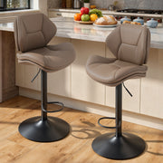 Hawsaiy Swivel Bar Stools Set of 2/4, Adjustable Height Faux Leather Bar Stools with Back, Double-Layer Upholstered Counter Height Bar Chairs for Kitchen Island