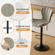 Nalupatio Modern Bar Stools Set of 2 Faux Leather Upholstered Swivel Barstools,Black