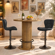 Hawsaiy Bar Table and Chairs Set for 2, 3-Piece Pub Table Set with 2 Adjustable Swivel Bar Stools, Counter Height Dining Table Set for Kitchen, Apartment, Home Bar, Small Space