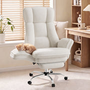 Hawsaiy Cross Legged Office Chair with Flip Armrests，Big and Tall Executive Office Chair, 135° Reclining Criss Cross Chair with Footrest & Lumbar Pillow