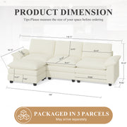 Nalupatio Sectional Sofa with Ottoman, L Shaped Modular Couch Set for Living Room, Comfy Cloud Sleeper Couch, Upholstered Furniture Corduroy Sofa Khaki