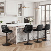 Hawsaiy Bar Stools Set of 2/4, Adjustable Swivel Counter Height Bar Stools with Back, Upholstered Modern Barstools with Diamond Stitching