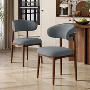 Hawsaiy Wooden Dining Chairs Set of 2, Mid-Century Upholstered Chenille Dining Chairs with Solid Wood Legs, Comfortable Kitchen Chairs for Dining Room