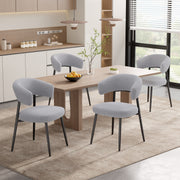 Hawsaiy Dining Chairs Set of 2/4/6, Mid Century Modern Boucle Upholstered Dining Chairs with Curved Backrest, Kitchen Dining Room Chairs with Black Metal Legs