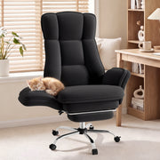 Hawsaiy Cross Legged Office Chair with Flip Armrests，Big and Tall Executive Office Chair, 135° Reclining Criss Cross Chair with Footrest & Lumbar Pillow