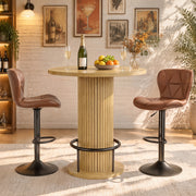 Hawsaiy Bar Table and Chairs Set for 2, 3-Piece Pub Table Set with 2 Adjustable Swivel Bar Stools, Counter Height Dining Table Set for Kitchen, Apartment, Home Bar, Small Space