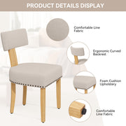 Hawsaiy Upholstered Dining Chairs Set of 2, Mid Century Modern Dining Room Chairs Kitchen Chairs Linen Fabric and Curved Backrest