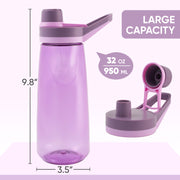 Hawsaiy 32oz Clear Plastic Leak-Proof Water Bottle,BPA-Free