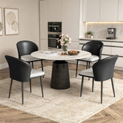 Hawsaiy Faux Leather Dining Chairs Set of 2/4/6, Modern Curved Back Upholstered Kitchen Side Chairs with Metal Legs