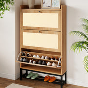 Hawsaiy Slim Entryway Shoe Storage Cabinet with 2/3 Flip Drawers, Narrow Freestanding Shoe Organizer Holds 16–20 Pairs, Space-Saving Wooden Shoe Rack for Hallway, Foyer