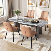 Hawsaiy PU Leather Dining Chairs Set of 2/4/6, Upholstered Kitchen Chairs with Crossed Metal Legs, Armless Side Chairs for Dining Room, Kitchen, Living Room