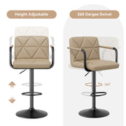 Hawsaiy PU Leather Adjustable Height Bar Stools Set of 2/4 with Footrest and Rubber Ring Base