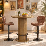 Hawsaiy Bar Table and Chairs Set for 2, 3-Piece Pub Table Set with 2 Adjustable Swivel Bar Stools, Counter Height Dining Table Set for Kitchen, Apartment, Home Bar, Small Space