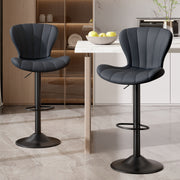 Nalupatio Modern Bar Stools Set of 2 Faux Leather Upholstered Swivel Barstools,Black
