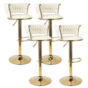 Hawsaiy Modern Velvet Bar Stool Set of 2/4 with Woven Back and Footrest for Kitchen, Bar, and Dining Spaces