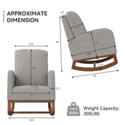 Hawsaiy Comfortable Velvet Nursery Rocking Chair with Padded Seat & High Backrest