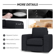 Hawsaiy Swivel Accent Chair, Cozy Linen Reading Chair for Adults, Comfy Single Sofa Chair with Extra Wide Armrests, Mid-Century Modern Arm Chair for Living Room, Bedroom, Office