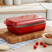 Hawsaiy Rectangular Enamel Dutch Oven with Ergonomic Binaural Handles, Perfect for All Stovetops and Oven Cooking