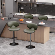 Nalupatio Bar Stools Set of 2, Faux Leather Bar Stools with Back, Chic Swivel Counter Stools with Footrest, Adjustable Kitchen Stools for Kitchen and Bars, Black