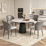 Hawsaiy Faux Leather Dining Chairs Set of 2/4/6, Modern Curved Back Upholstered Kitchen Side Chairs with Metal Legs