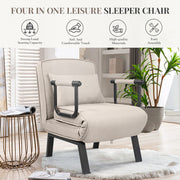 Nalupatio Versatile Convertible Armchair Sofa with Pillow - Foldable, Linen/Fabric, Steel Frame for Home & Office Use,