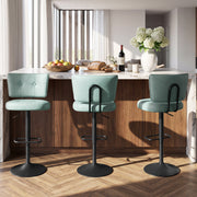 Hawsaiy Vintage Bar Stools Set of 2, Adjustable Swivel Counter Height Barstools, Tufted Faux Leather Kitchen Island Chairs with Footrest