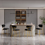 Hwawsaiy Counter Height Bar Stools Set of 2, Velvet Ergonomic Modern Counter Stool with Back, 25.9 inch Seat Height Comfy Bar Chairs with Powder Sprayed Golden Metal Legs, Grey