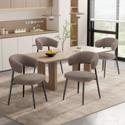 Hawsaiy Dining Chairs Set of 2/4/6, Mid Century Modern Boucle Upholstered Dining Chairs with Curved Backrest, Kitchen Dining Room Chairs with Black Metal Legs